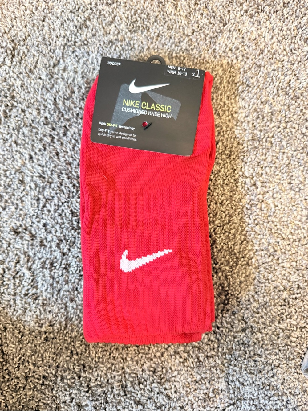 Nike Cushioned Knee High Athletic Socks - Red with White Swoosh